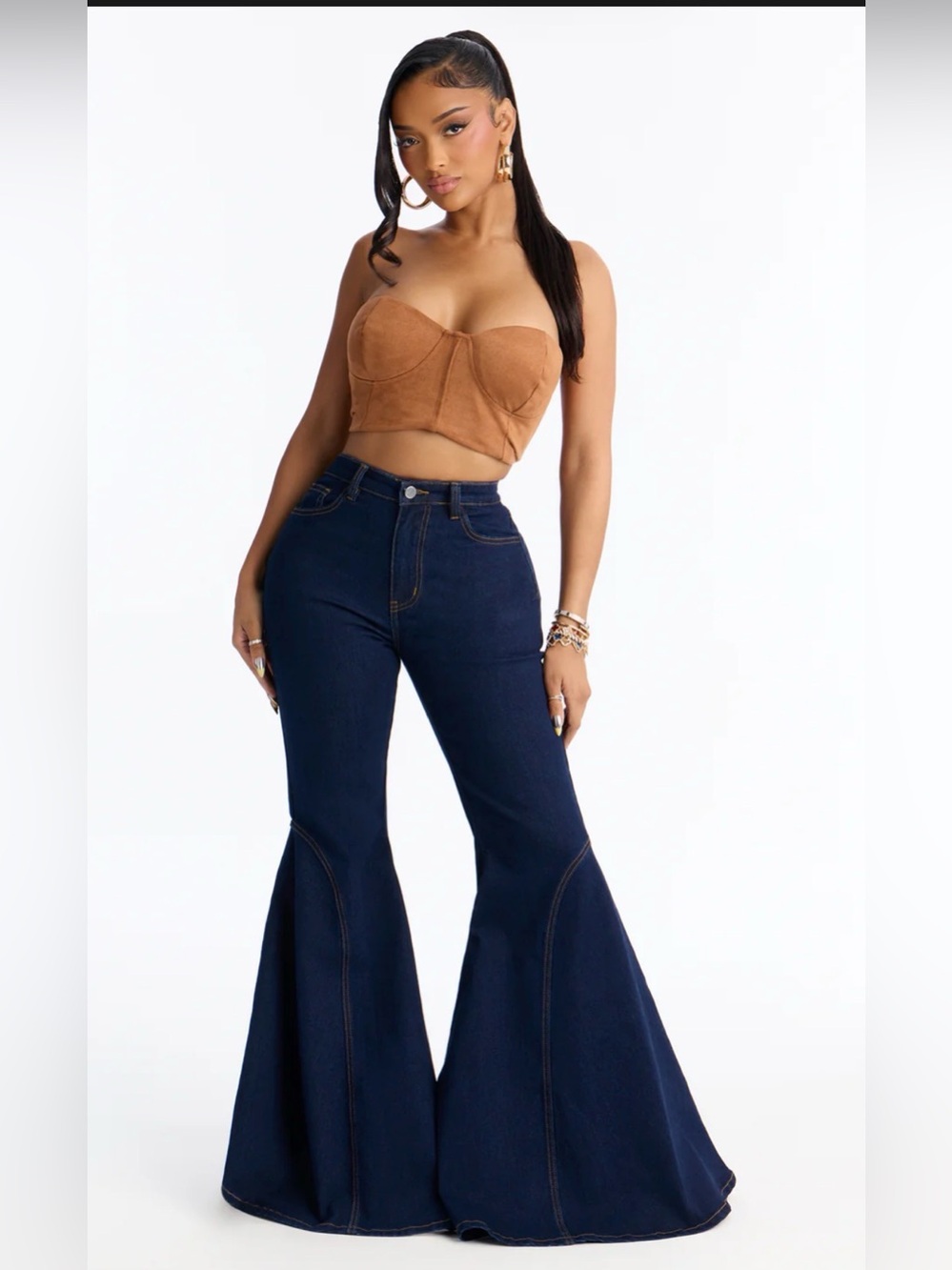 ✨NEW High-Waist Dark Blue Flared Xtreme Bell Bottom Jeans